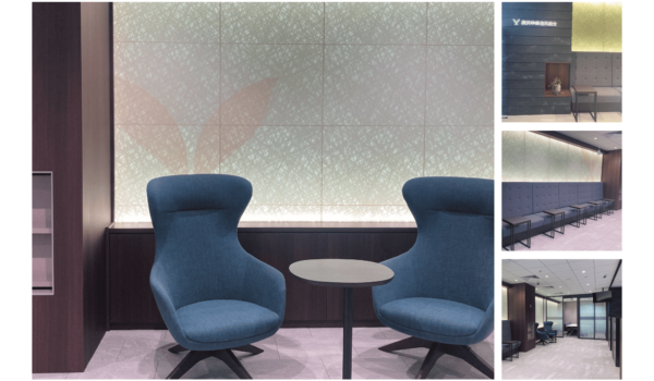 新店舗の壁面装飾（透かし和紙）